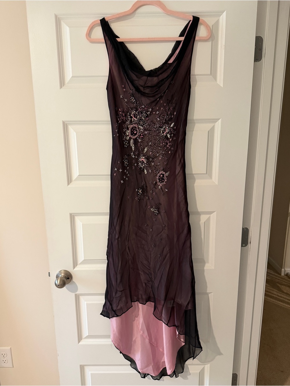 Vintage Laundry By Shelli Segal Purple and Pink High-Low Beaded Evening Dress